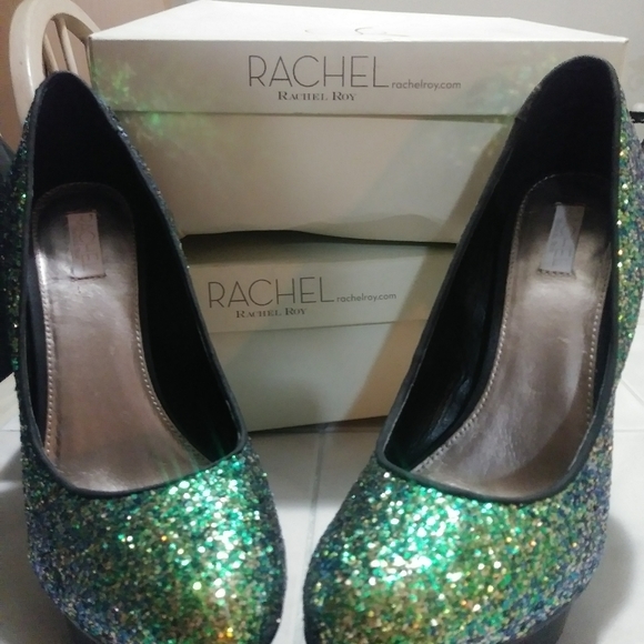 Stunning Rachel Roy Mermaid Green glittery heels! - Picture 3 of 7